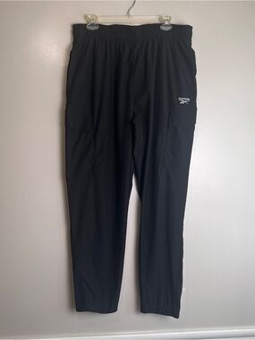 Reebok Black Athletic Joggers Drawstring Pockets Pants Men’s Size Large, EUC